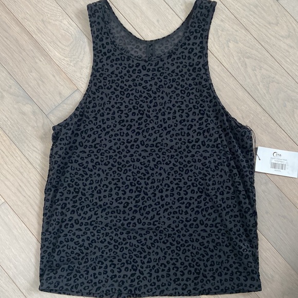 ZYIA Black Leopard Mesh Tank XXL BNWT Sheer Cheetah Top Peekaboo Slit - Picture 3 of 7